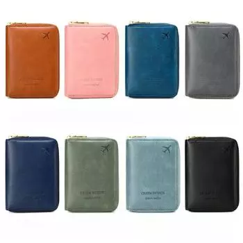 Многофункциональный чехол-кошелек из искусственной кожи для удостоверения личности, банковской карты, дорожные аксессуары для женщин и мужчин, винтажные деловые обложки для паспорта, держатель розовый