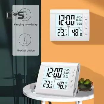 Многофункциональный цифровой будильник с функцией повтора сигнала, высокоточный светодиодный дисплей, электронные часы-гигрометр синий