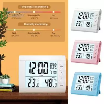 Многофункциональный цифровой будильник с функцией повтора сигнала, высокоточный светодиодный дисплей, электронные часы-гигрометр синий