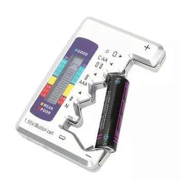 Многофункциональный цифровой тестер батарей - быстрая и простая проверка батареек типа C, AA, AAA, D, N, 9 В, 6F22, 1,5 В с ЖК-дисплеем серебряный