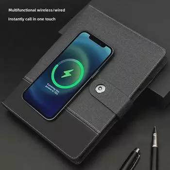 Многофункциональный деловой блокнот: A5 Перезаряжаемый ноутбук, беспроводное зарядное устройство, USB-накопитель и устройство для записи совещаний