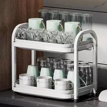 Многофункциональный держатель для дренажной чашки для гостиной, настольная пылезащитная стойка для хранения и хранения, двухслойный держатель для чашки воздуха с поддоном для воды, держатель для чашки чая золотой