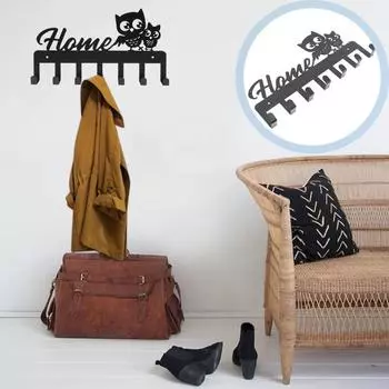 Многофункциональный держатель для ключей из металла в форме совы – настенные железные крючки, стильное настенное хранилище для ключей, функциональное изделие ручной работы Type 3