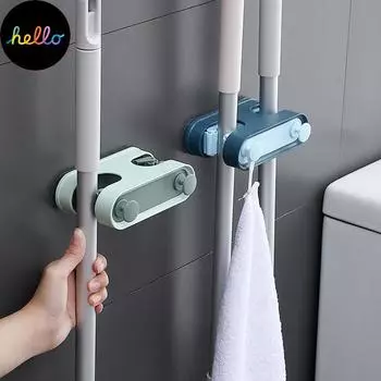 Многофункциональный держатель для метлы, бесшовный зажим для швабры, двойное положение карты с крючком 4 розовый