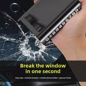 Многофункциональный держатель для парковочной карты и телефона из сплава с молотком безопасности красный