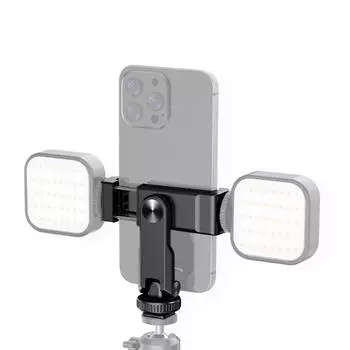 Многофункциональный держатель для телефона на штативе, зажим для телефона, вращающийся на 360 градусов, с двойным холодным башмаком чёрный