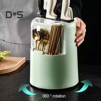 Многофункциональный держатель резака, вращающийся на 360 градусов, пылезащитный чехол, кухонная столешница, режущий блок, палочки для еды, ложки, стеллаж для хранения посуды зелёный