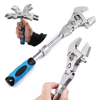 Многофункциональный динамометрический ключ 5 в 1, 10-дюймовый регулируемый трещоточный ключ, складной гаечный ключ на 180 градусов, ручной инструмент по бытовому обслуживанию XYZ