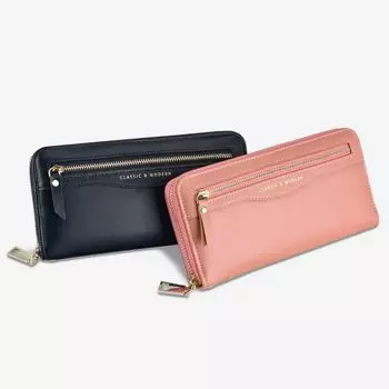 Многофункциональный длинный кошелек из искусственной кожи с большой емкостью для денег, портативный клатч для телефона и женщин розовый