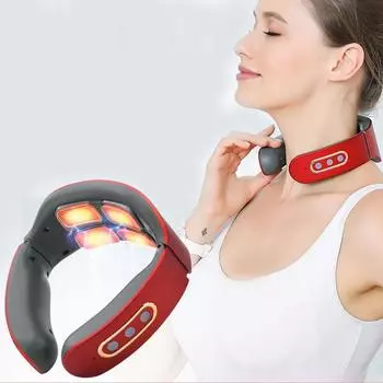 Многофункциональный домашний интеллектуальный импульсный горячий компрессионный массажер для шеи Red Neck Massager красный
