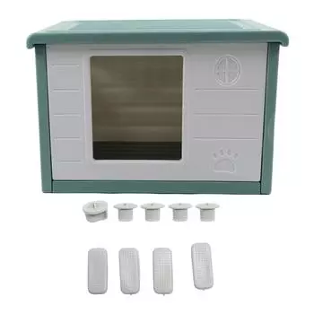 Многофункциональный домик для домашних животных, устойчивый к погодным условиям, плоская крыша, водонепроницаемый, дышащий, для кошек на 4 сезона зелёный