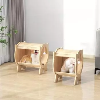Многофункциональный домик для кошек, переноска из цельного дерева, кошачье гнездо, доска для царапания, товары для животных