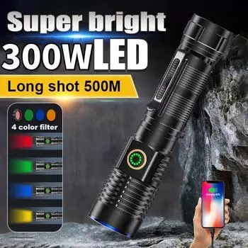 Многофункциональный фонарик, мощный светодиодный фонарик 300 Вт, высокий люмен, 1000000 лм, лампа с магнитным зажимом для ручки, фонарь, перезаряжаемая вспышка A-Flashlight
