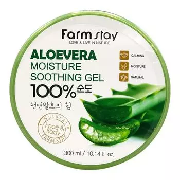 Многофункциональный гель с экстрактом алоэ,FarmStay Aloe Vera Moisture Soothing Gel 100%, 300мл