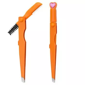 Многофункциональный инструмент для обрезки бровей 3 в 1, складная кисть для бровей, щипцы для завивки ресниц, пинцет, бритва, 1 шт. розовый