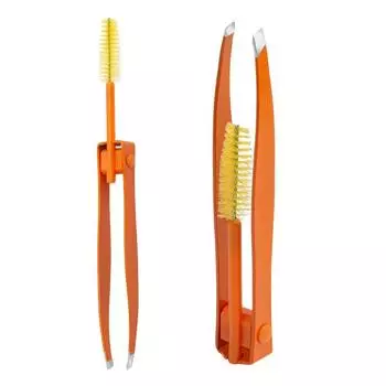 Многофункциональный инструмент для подравнивания бровей, складная кисть для бровей, щипцы для завивки ресниц, 1 шт. оранжевый