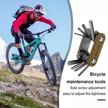 Многофункциональный инструмент для ремонта велосипеда, складной, компактный, портативный, широко используемый, отвертка, гаечный ключ, инструмент для ремонта горного велосипеда цвет старого дерева