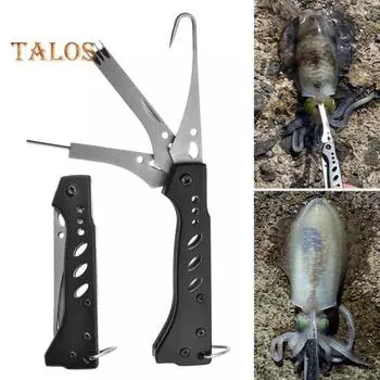 Многофункциональный инструмент для резки кальмаров, прочное лезвие из нержавеющей стали, портативный складной металлический инструмент для резки чернильной рыбы, рыболовные принадлежности A красный