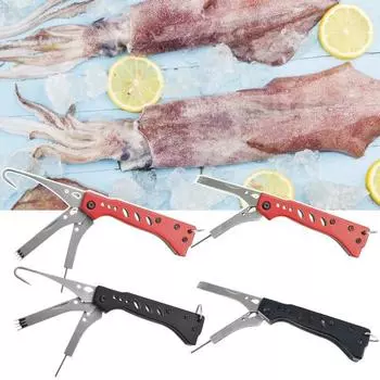 Многофункциональный инструмент для резки кальмаров Yousheng, прочное лезвие из нержавеющей стали, портативный складной металлический инструмент для резки чернильной рыбы, рыболовные принадлежности B красный