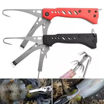 Многофункциональный инструмент для резки кальмаров, прочное лезвие из нержавеющей стали, портативный металлический складной A красный