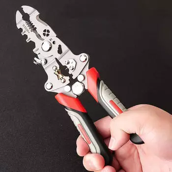 Многофункциональный инструмент для зачистки проводов, резки кабеля, 7,87-дюймовый легкий складной инструмент для обжима красный