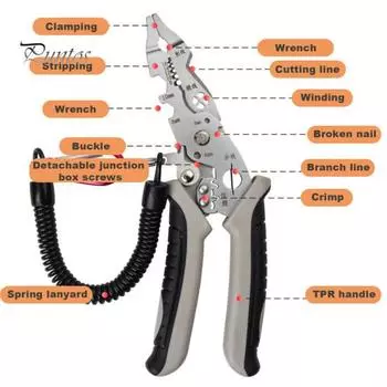 Многофункциональный инструмент для зачистки проводов, щипцы для резки кабеля, плоскогубцы с нескользящей ручкой, плоскогубцы для электрика, инструменты для зачистки кабеля A