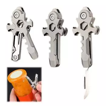 Многофункциональный инструмент из титанового сплава 7 в 1, многоцелевой карманный резак, шестигранная отвертка, гаечный ключ