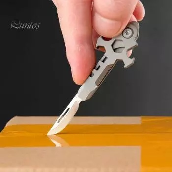 Многофункциональный инструмент из титанового сплава 7 в 1, многоцелевой карманный резак, шестигранная отвертка, гаечный ключ, открывалка для бутылок, лом с зубьями, портативный инструмент для кемпинга на открытом воздухе