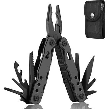 Многофункциональный инструмент плоскогубцы карманный инструмент походный инструмент 12 в 1 многофункциональный инструмент подарки для мужчин многофункциональный инструмент с предохранителем отвертки пила открывалка для бутылок ножны 1 Pcs чёрный