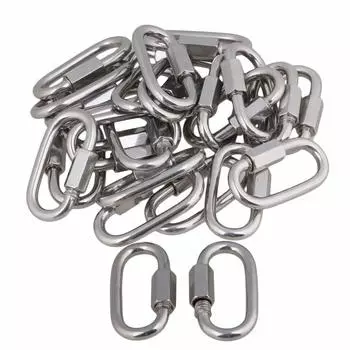 Многофункциональный карабин из нержавеющей стали 304, овальный винтовой замок, быстродействующее стопорное кольцо, крючок M5, упаковка из 20 шт.