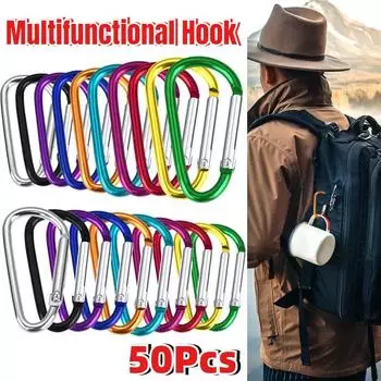 Многофункциональный карабин из нержавеющей стали, брелок с D-образным кольцом, пряжка, пружинный карабин, карабин, зажим, брелки, аксессуары для кемпинга 10pcs