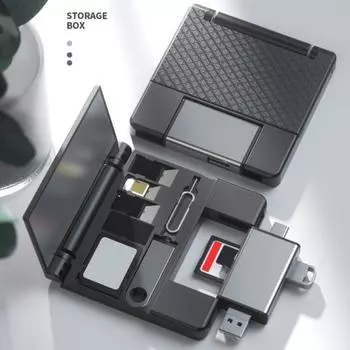 Многофункциональный кард-ридер, футляр для хранения для ноутбука Type-C, TF/SD-картридер USB 2 чёрный