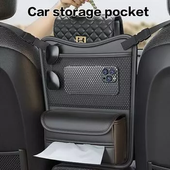 Многофункциональный карман для хранения между сиденьями автомобиля, сетчатый карман для автомобиля, держатель для сумочки, портативный автомобильный органайзер, аксессуары для салона автомобиля чёрный