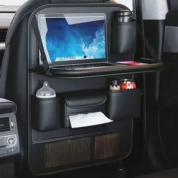 Многофункциональный карман на спинке сиденья Багажник в машине Складной столик Чехол для салфеток Подстаканник