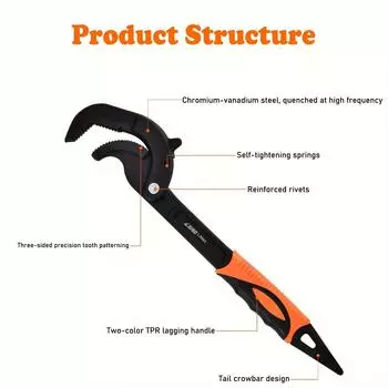 Многофункциональный ключ 10 дюймов и 14 дюймов, универсальный ключ, разводной ключ, трубный ключ, активный трубный ключ, сантехнический ключ (10 дюймов и 14 дюймов) 10In&14In