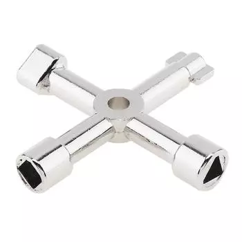 Многофункциональный ключ 4 в 1, универсальный внутренний крестовый треугольный сантехник для шкафа поезда, лифта серебряный