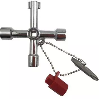 Многофункциональный ключ-гаечный ключ «четыре в одном» с внутренним треугольным крестовым клапаном и длинной головкой серебряный