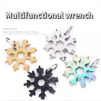 Многофункциональный ключ-снежинка 18-в-одном, многофункциональная шестигранная головка, сливовый универсальный портативный набор инструментов из нержавеющей стали для ванной комнаты 55*7cm белый