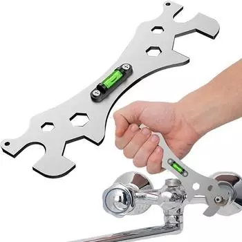 Многофункциональный ключ Универсальный трубный сантехнический шестигранник Механический сантехнический инструмент для ванной комнаты Линейка Измерительные инструменты Ремонт крана 150mm