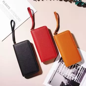 Многофункциональный кошелек на молнии, кошелек для монет, длинный кошелек, клатч, кошелек чёрный