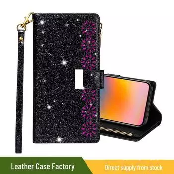 Многофункциональный кожаный чехол для телефона Samsung S23U с держателем для карт и ремешком s23ultra розы красного