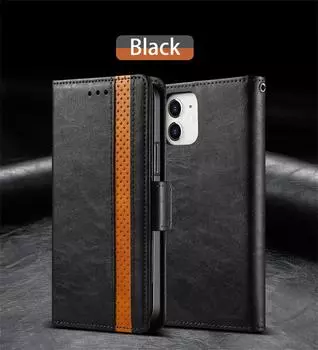 Многофункциональный кожаный чехол-книжка с магнитной застежкой для серий Samsung S/A/M/F.A13/A14/A15/A17...S21/S22/S23...Где мода встречается с функциональностью Samsung Galaxy A01 чёрный