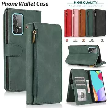 Многофункциональный кожаный чехол-кошелек на молнии для iPhone 15 14 Plus 13 12 11 Pro Max XSMax для Samsung S23 S22 S21 S20 Ultra Plus S23FE Note20Ultra A14 A54 iPhone 6/6S чёрный