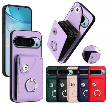 Многофункциональный кожаный чехол-кошелек с отделением для карт для Google Pixel 9 Pro XL 8 Pro 8A, держатель для кольца, подставка, чехол для телефона Pixel 9Pro XL, сумка Google Pixel 9 красный