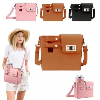 Многофункциональный кожаный держатель для бутылки с водой с регулируемым плечевым ремнем, сумка для переноски бутылки с водой One Size чёрный