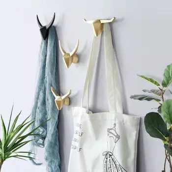 многофункциональный крючок для пальто с головой животного, декоративная вешалка для одежды, настенный держатель для ключей A золотой