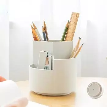 Многофункциональный круглый держатель для ручек, вращающийся ящик для хранения, простая кисточка для макияжа, большой вместительный держатель для ручек, настольный органайзер, канцелярские принадлежности