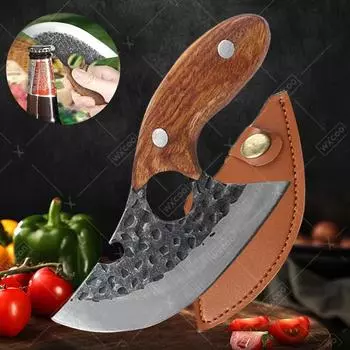 Многофункциональный кухонный нож, выкованный вручную, нож для обвалки, открывалка для бутылок, универсальные ножи, нож шеф-повара из нержавеющей стали, кухонные принадлежности для барбекю