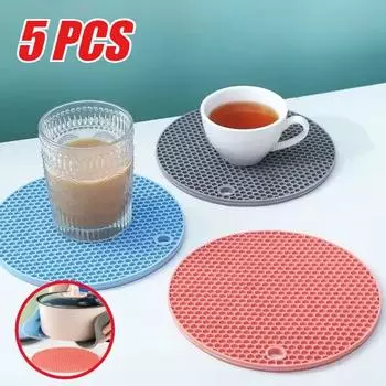 Многофункциональный кухонный силиконовый коврик для посуды круглый нескользящий термостойкий подставка под кофейную чашку держатель для кастрюли настольный коврик инструменты 2PCS серый