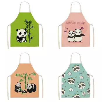 Многофункциональный льняной фартук Catone с милой пандой, кухонный фартук, садовый детский фартук, женские кухонные аксессуары для выпечки для мальчиков 47X38CM